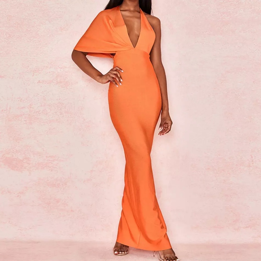 Orange evening dress